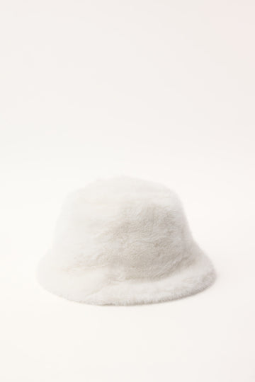 Token Igloo Faux Fur Bucket Hat White