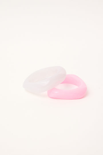 Token Resin Bangle 2 Pack Pink and White