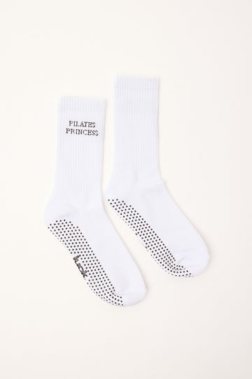 Luck + Trouble Pilates Princess Sock White and Brown