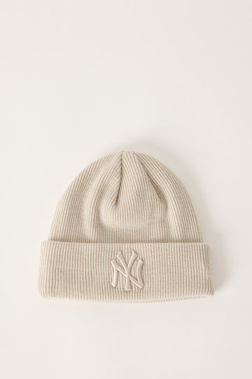 New Era Knit Thin New York Yankees Beanie Stone/Perfect Tan