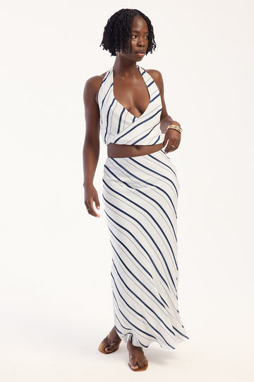 Perfect Stranger Koda Stripe Maxi Skirt White/Navy Stripe