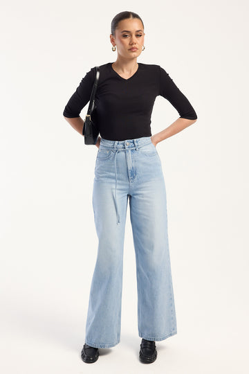 Perfect Stranger High Rise Relaxed Baggy Jean Light Blue Denim