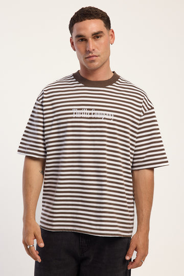 Thrills Primitive Stripe Oversize Box Crop Tee Falcon Stripe