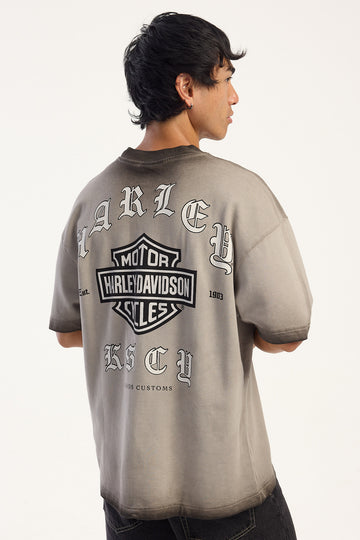 Kiss Chacey KSCY x Harley Davidson Upshift Loopback Street Tee Washed Grey