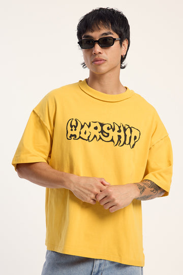 Worship Fadeaway Box Crop Overdye Tee Solar Yellow