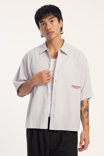 Worship Data Point Box Crop Short Sleeve Shirt Vapour Grey
