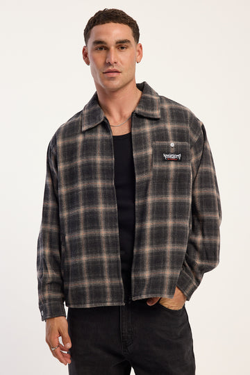 Worship Obsidian Check Shacket Black