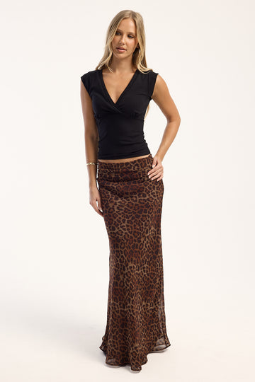 Luck + Trouble Sacha Leopard Maxi Skirt Animal Print