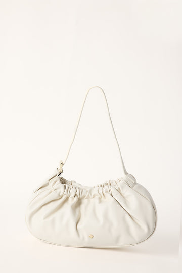 Peta + Jain Wrinkle Small Gathered Shoulder Bag Ivory PU