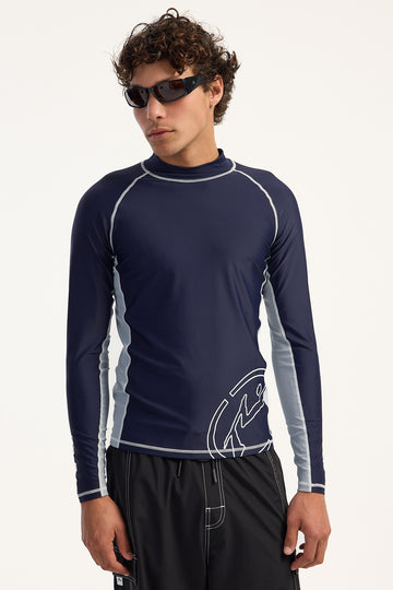 Rusty Cryo-Wave Long Sleeve Surf Top Navy Blue