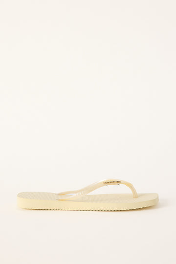 Havaianas Womens Slim Square Metal Logo Thong Buttercream Buttercream