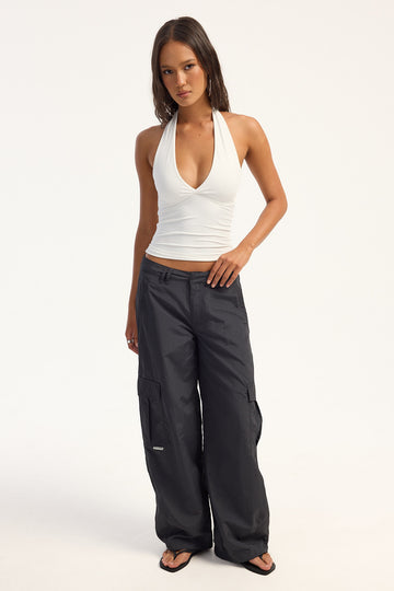 Rusty Melrose Loose Low Rise Cargo Pant Carbon