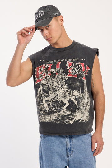 Billy Bones Club Wanted Dead Or Alive Muscle Tee Washed Black