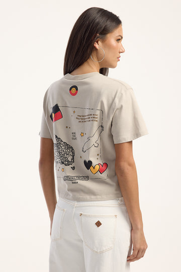 Clothing The Gaps Bunjil Icon Boxy Shrunken Fit Tee Grey