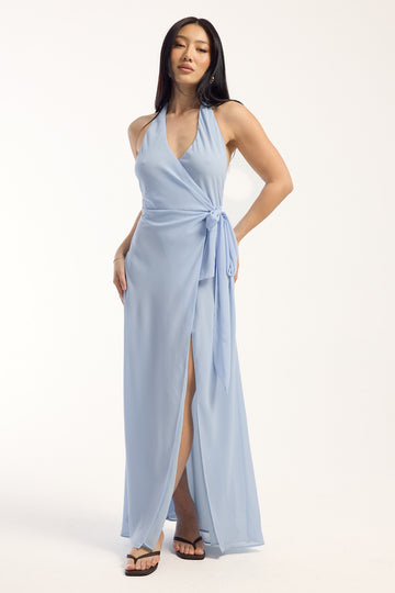 Luck + Trouble Halley Wrap Maxi Dress Light Blue