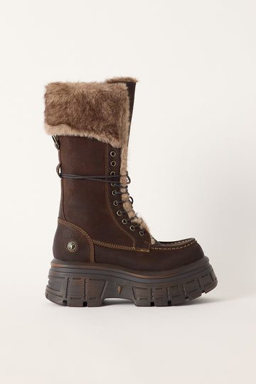 Windsor Smith Womens Saintly Fluffy Boot Brownie