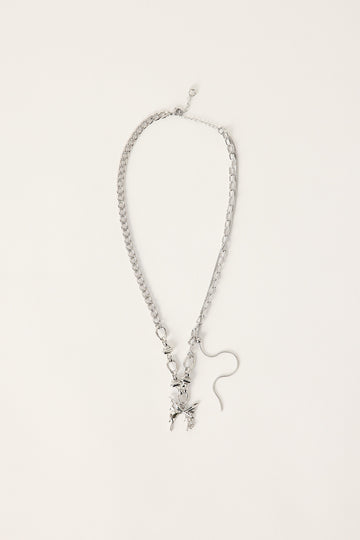 Neovision Y2k Butterfly Drip Necklace Silver