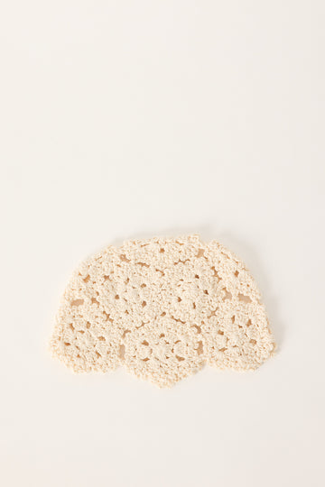Token Poppy Crochet Knitted Beanie Cream