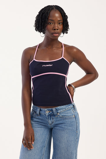 Rusty Freo King Fitted Top Navy Blue/Pink