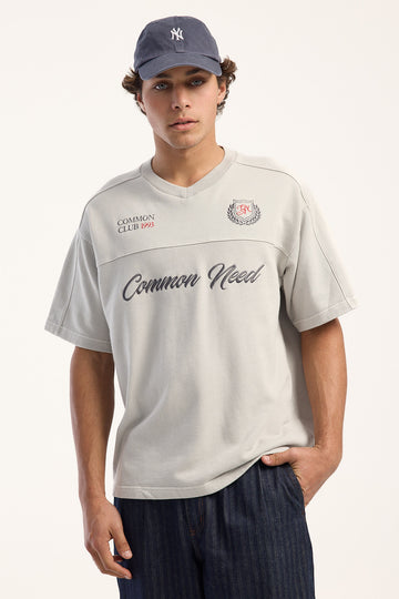 Common Need Stonecrest V-Neck Heavyweight Boxy Tee Ice Grey