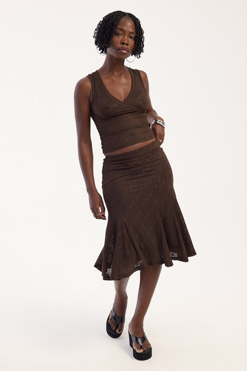 Rusty Roma Low Rise Lace Midi Skirt Java