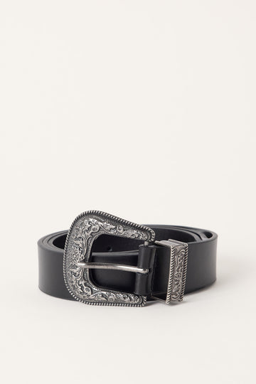 Common Need Gilded Leather Belt Black
