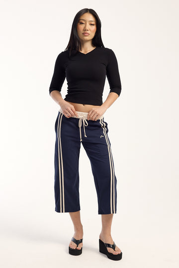 Rusty Maneater Low Rise Capri Track Pant Navy Blue