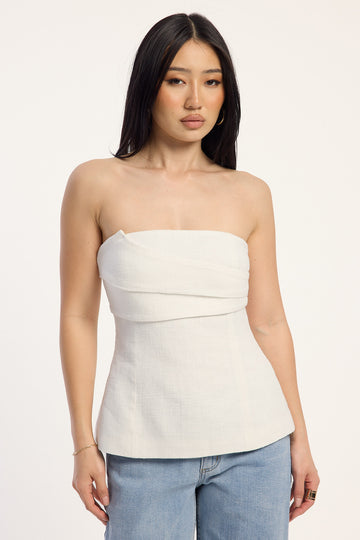 Perfect Stranger Frances Strapless Linen Top White