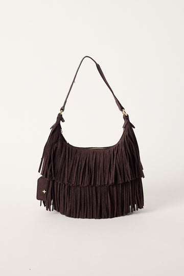 Peta + Jain Selina Fringe Shoulder Bag Brown