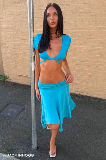 Perfect Stranger Rani Midi Skirt Turquoise