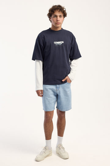 Common Need Direct Denim Short Fog Blue Denim