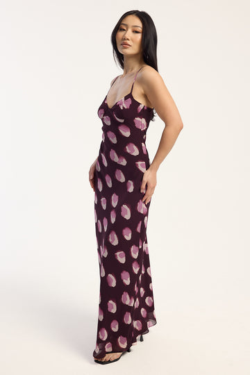 Perfect Stranger Jemma Maxi Dress Plum Print