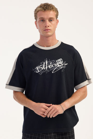 Billabong Script Cropped Panel Tee Black