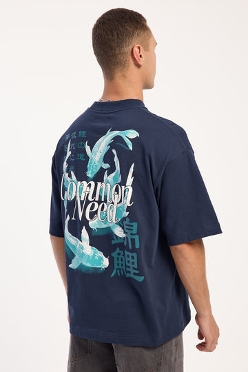 Common Need Ripple Heavyweight Easy Tee Navy