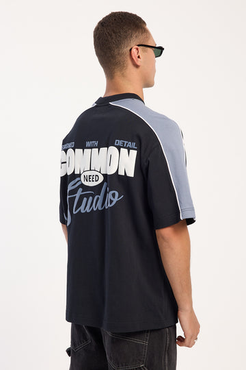 Common Need Gallery Heavyweight Boxy Tee Asphalt/Dusty Blue