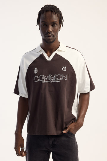 Common Need Ashford Boxy Polo Brown/Off White