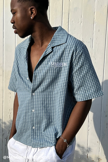Common Need Winslow Boxy Cropped Resort Shirt Teal