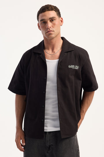 Common Need Prescott Boxy Resort Shirt Black
