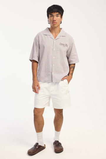 Common Need Crescent Elastic Waist Short White