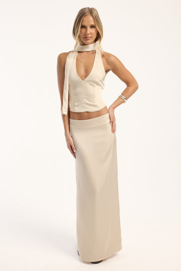 Lioness Front Row Maxi Skirt Cream