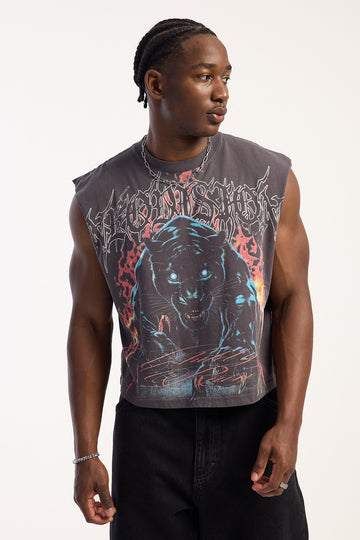 Neovision Wraith Cropped Muscle Tank Washed Black