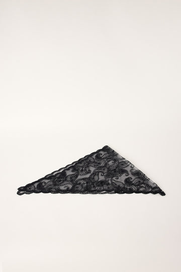 Token Paisley Lace Headscarf Black