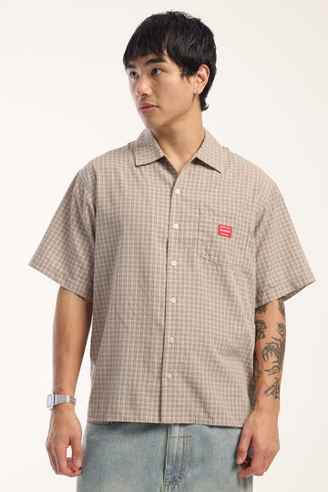 Worship Work Check Shirt Tan