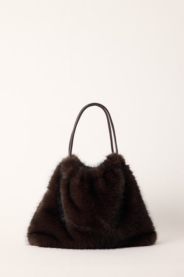Peta + Jain Fonda Faux Fur Tote Bag Dark Brown