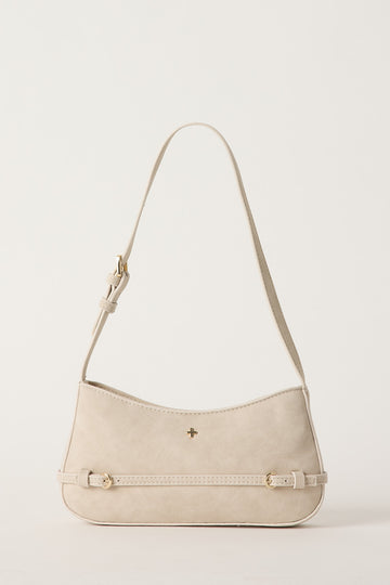 Peta + Jain Karis Buckle Shoulder Bag Beige Suede