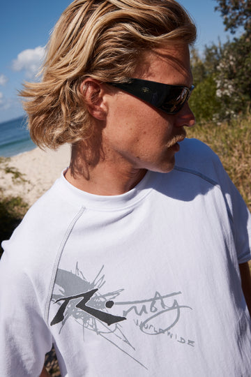Rusty Splat Daddy Cropped Raglan Tee White