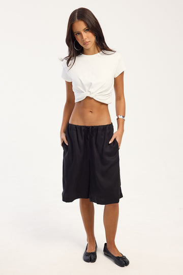 Perfect Stranger Ginie Drawcord Longline Short Black