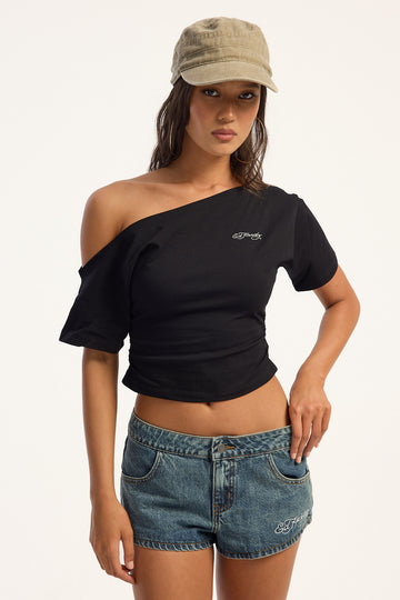 Ed Hardy Off Shoulder Tee Black