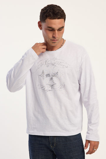 Neovision Crucifix Slub Long Sleeve Tee White