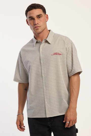 Neovision Calligraphy Oversized Shirt Off White Check
